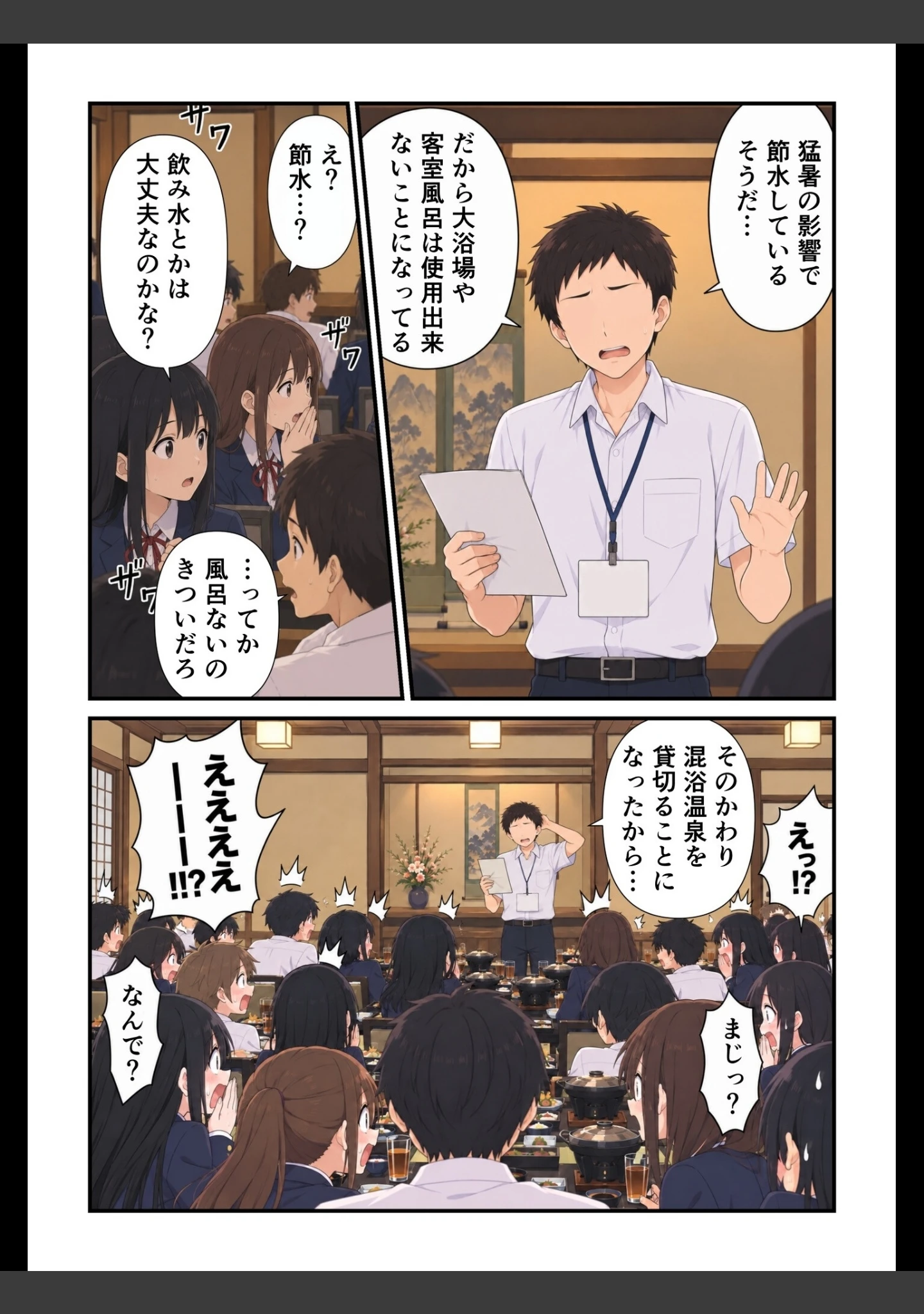 「修学旅行の夜は混浴温泉【モザイク版】」（此処から） 試し読み 11ページ目