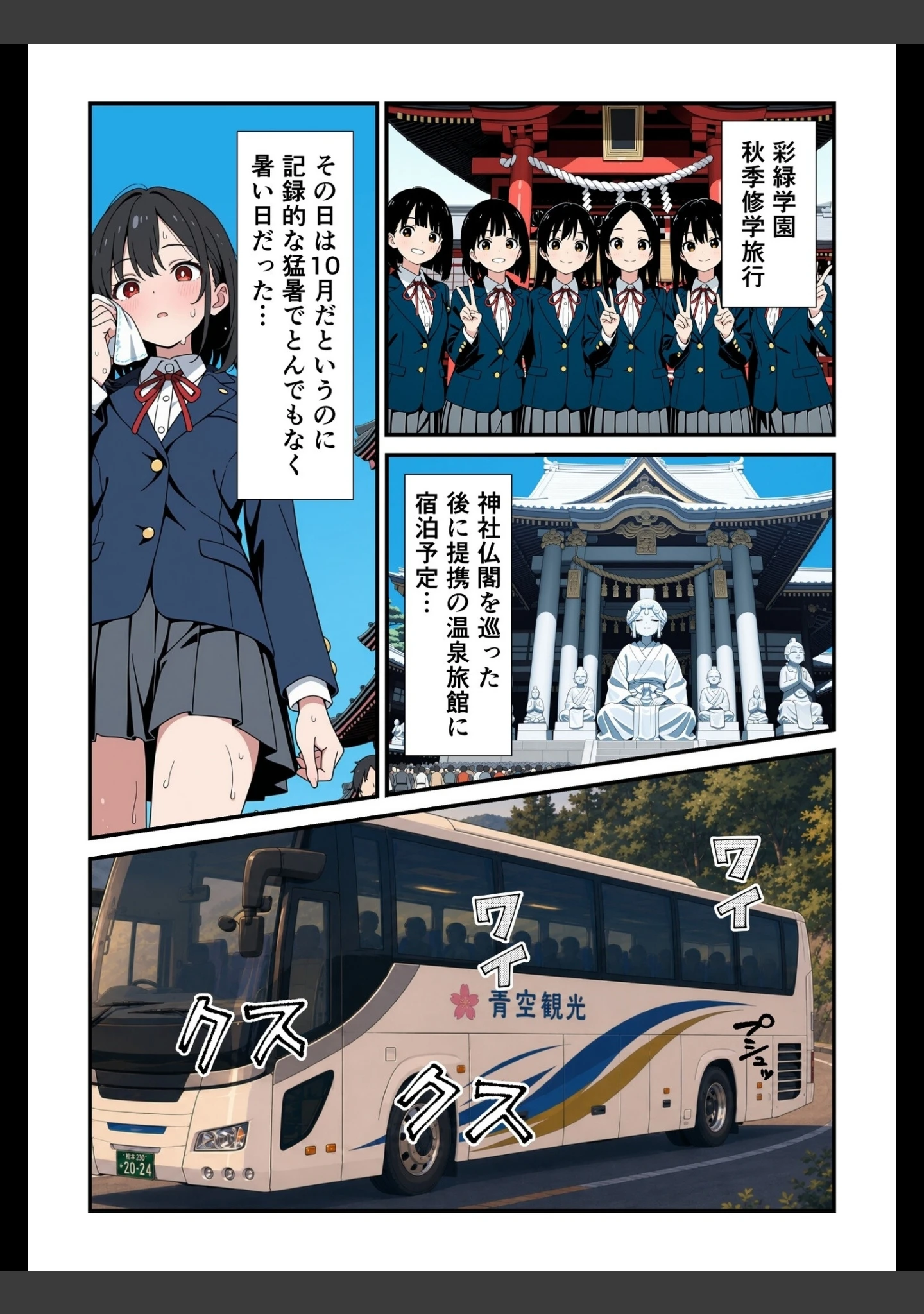 「修学旅行の夜は混浴温泉【モザイク版】」（此処から） 試し読み 2ページ目