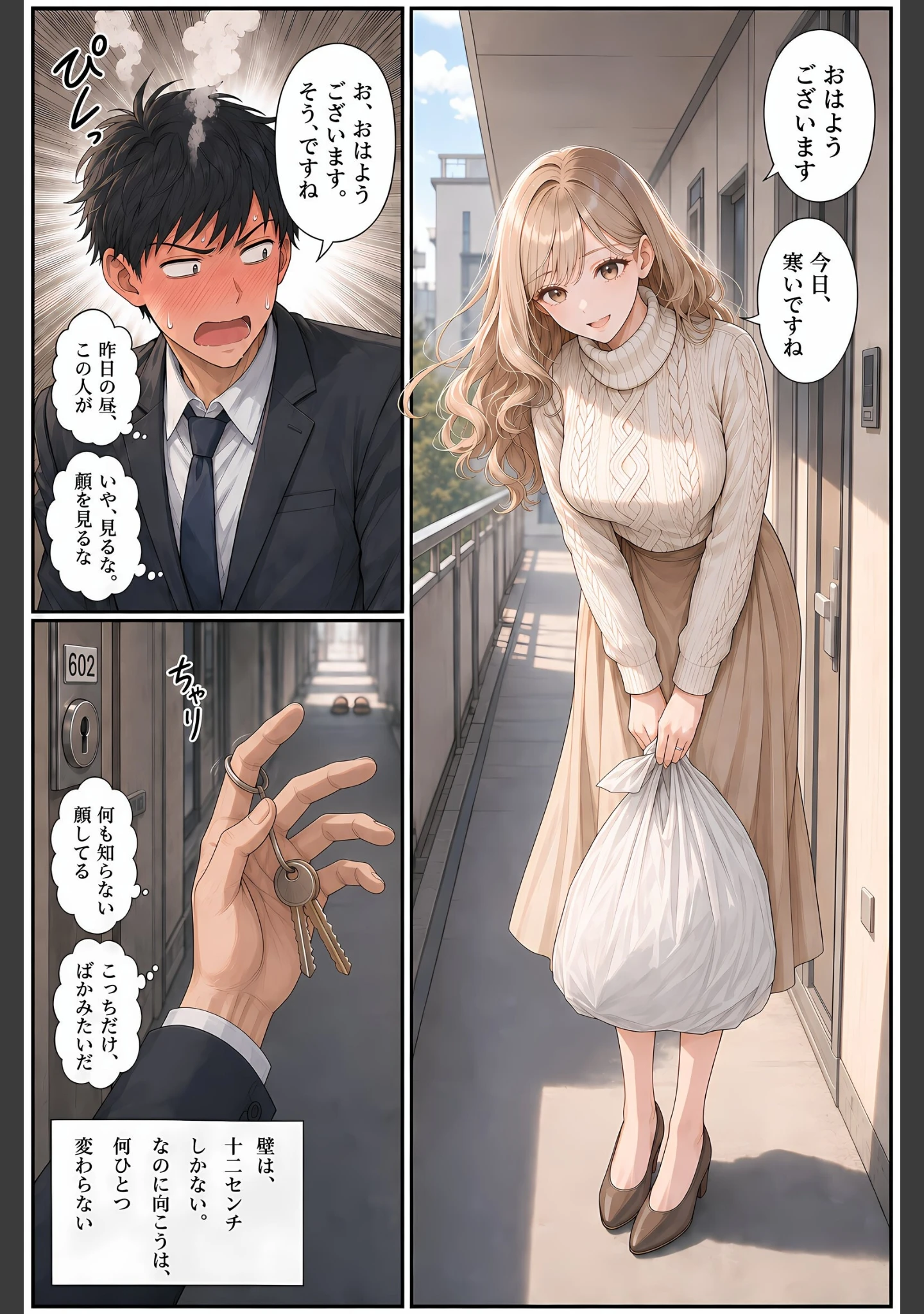 「隣の人妻（29）が夫の留守中にベランダで配信オナニーしていたので、壁越しに聞いていた俺が中出しするまで【モザイク版】」（かわいいラボ） 試し読み 14ページ目