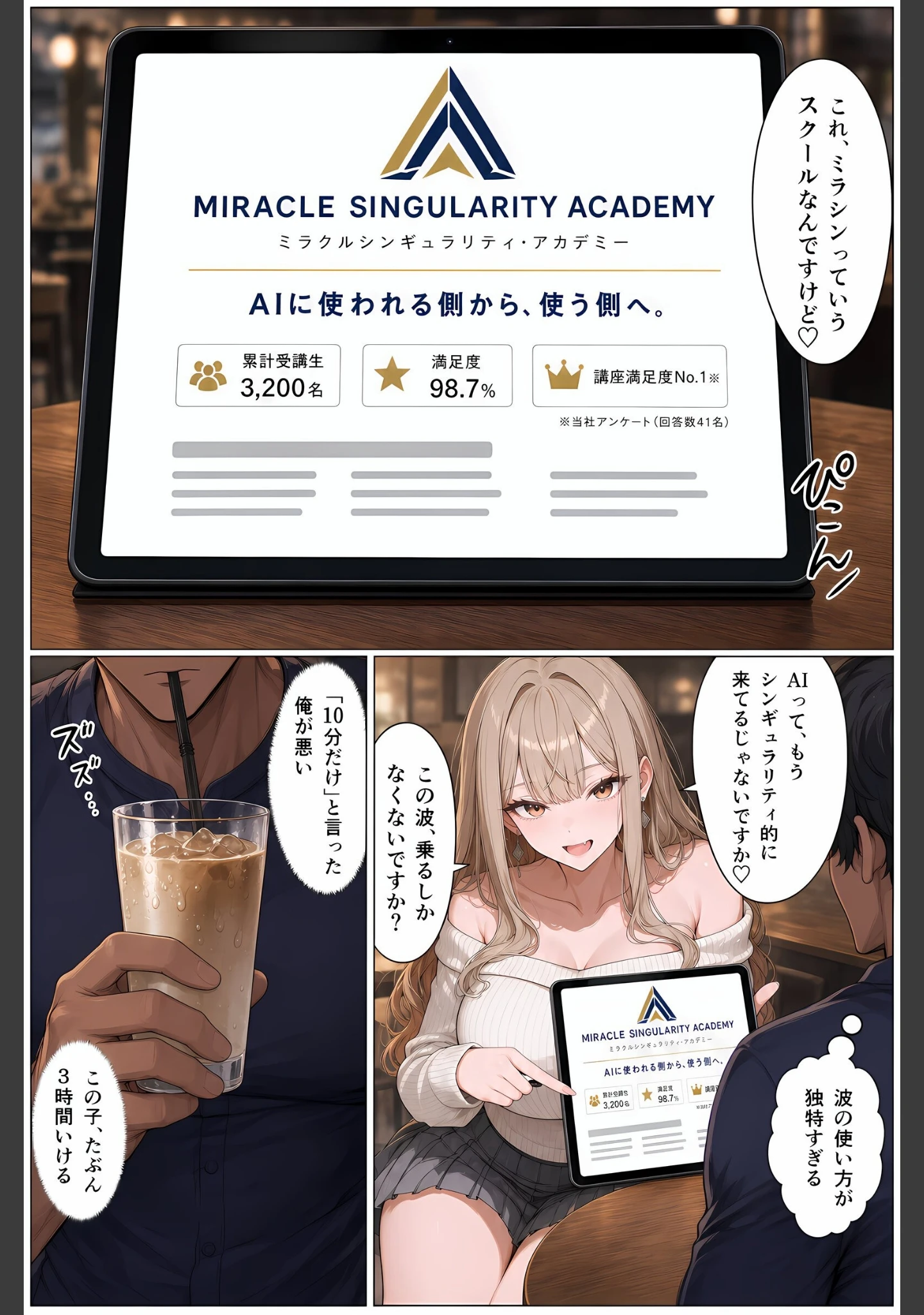 「「AIで人生変わりますよ◇」と勧誘してきたマルチ港区女子に「入会するからエッチさせて」と返してみた【モザイク版】」（かわいいラボ） 試し読み 4ページ目