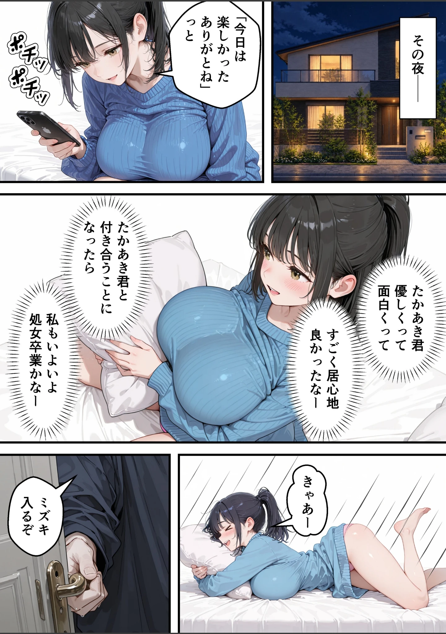 「清楚系巨乳妹への媚薬漬け開発セックス_俺の妹は誰にも渡さない【モザイク版】」（あふれだすにじる） 試し読み 14ページ目