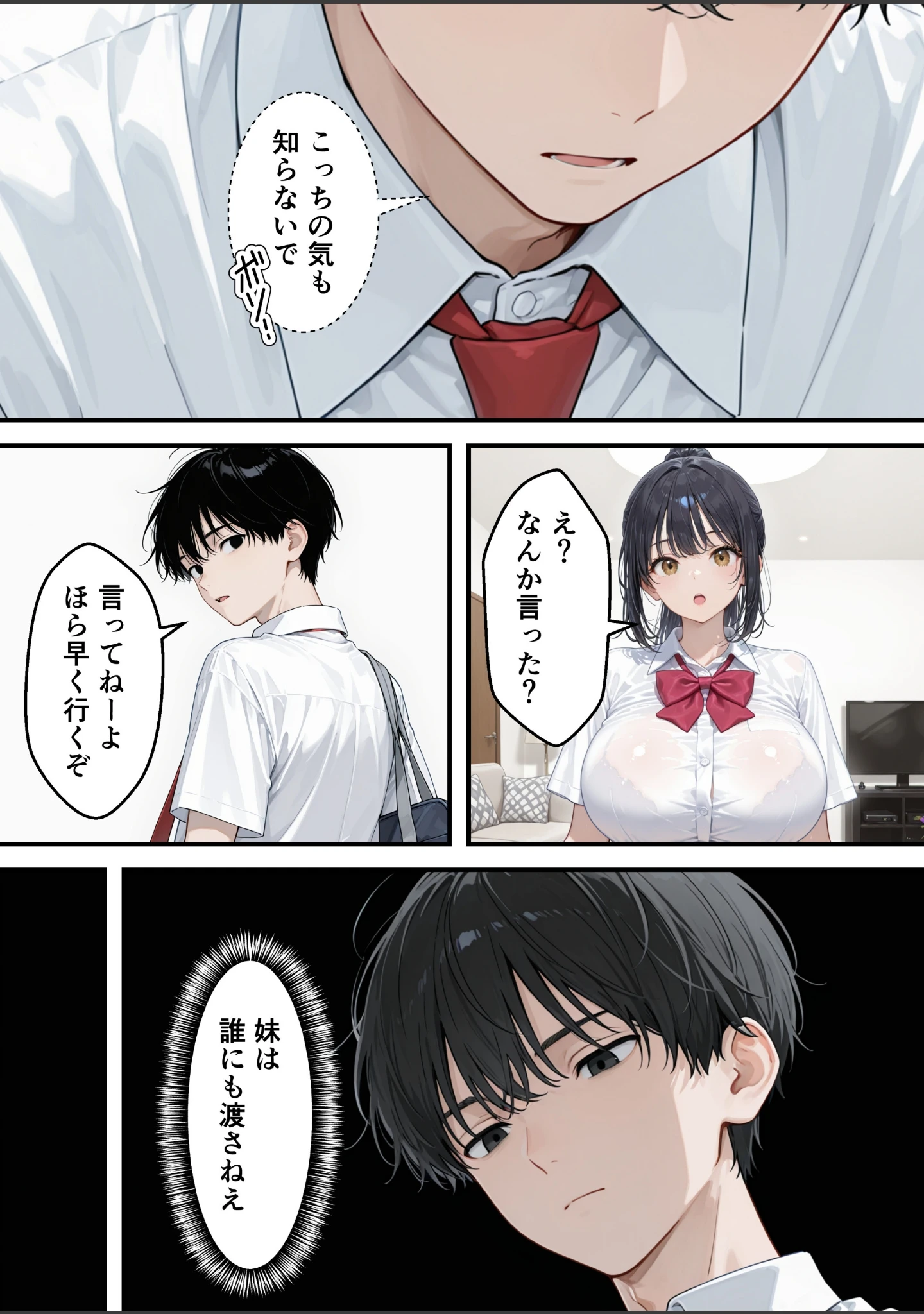 「清楚系巨乳妹への媚薬漬け開発セックス_俺の妹は誰にも渡さない【モザイク版】」（あふれだすにじる） 試し読み 3ページ目