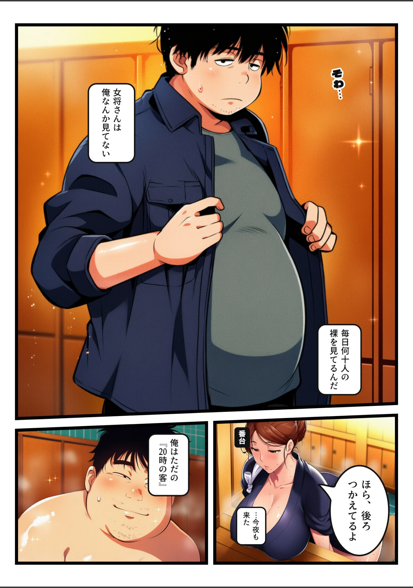 「番台でツンと澄ました爆乳の銭湯女将は、俺の裸を3年見ていて閉店後の男湯でぬるぬる中出しをねだった【モザイク版】」（琥珀亭） 試し読み 5ページ目