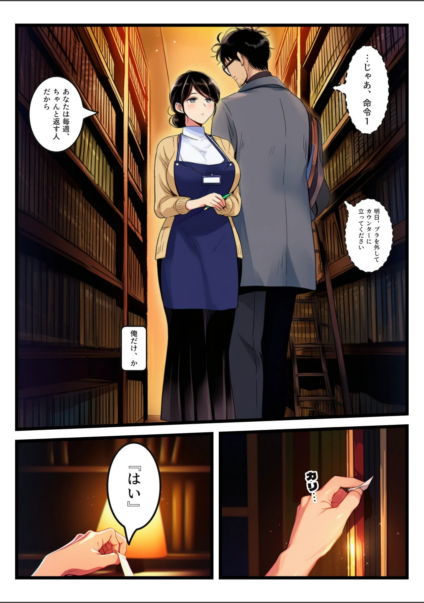 「返却票に「命令してください」と書いた無表情な巨乳司書が、書庫で喘ぐたび命令を増やされ首輪のまま中出し【モザイク版】」（紬木なずな） 試し読み 11ページ目