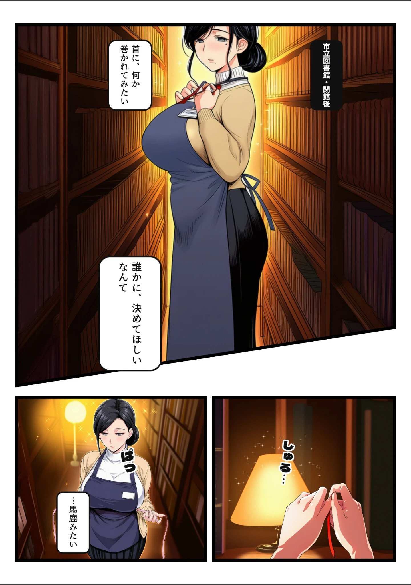 「返却票に「命令してください」と書いた無表情な巨乳司書が、書庫で喘ぐたび命令を増やされ首輪のまま中出し【モザイク版】」（紬木なずな） 試し読み 4ページ目