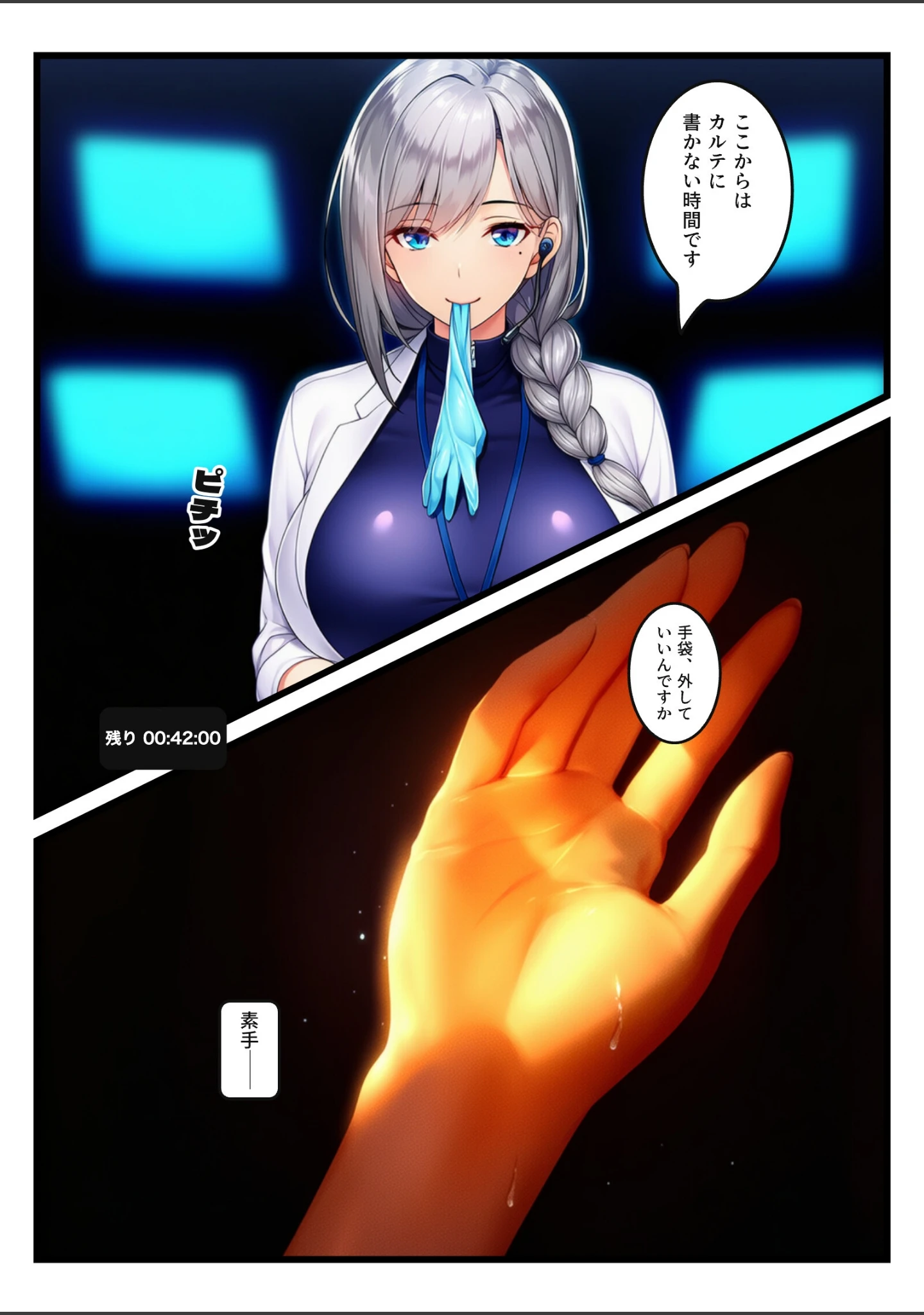 「宇宙ステーションの爆乳女医が、記録の止まる42分だけ「精液採取」と称して俺に何度も中出しさせた【モザイク版】」（霜月こはく） 試し読み 9ページ目