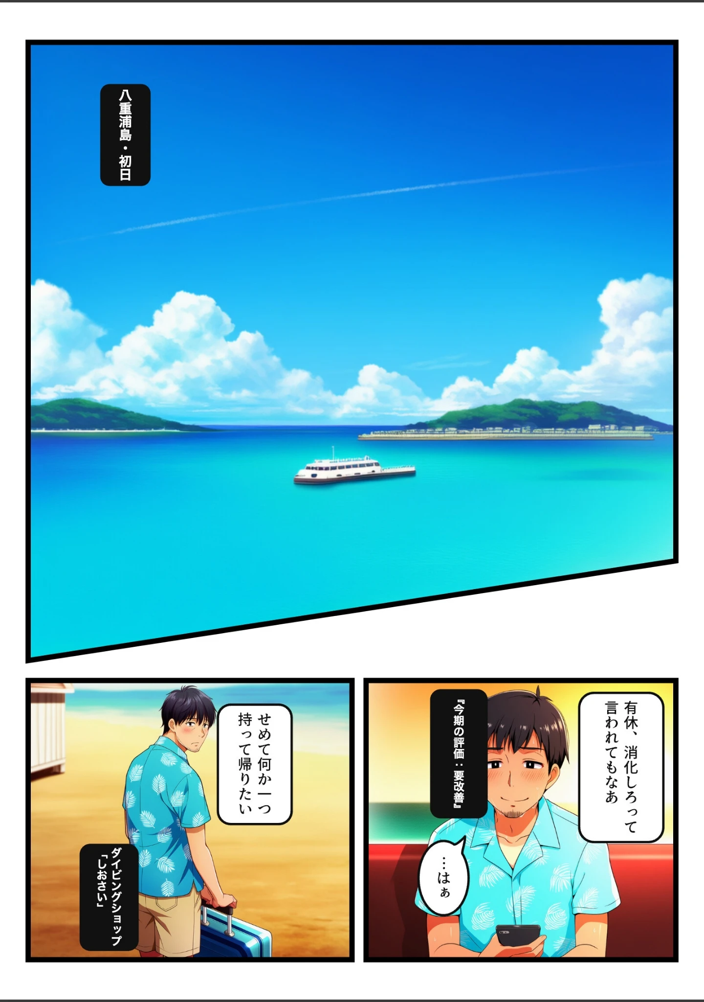「海ではスパルタな日焼け巨乳ダイビング講師が、夜は水着跡をぬるぬるにしてOKサインで中出しをねだる【モザイク版】」（浅葱めぐ） 試し読み 4ページ目