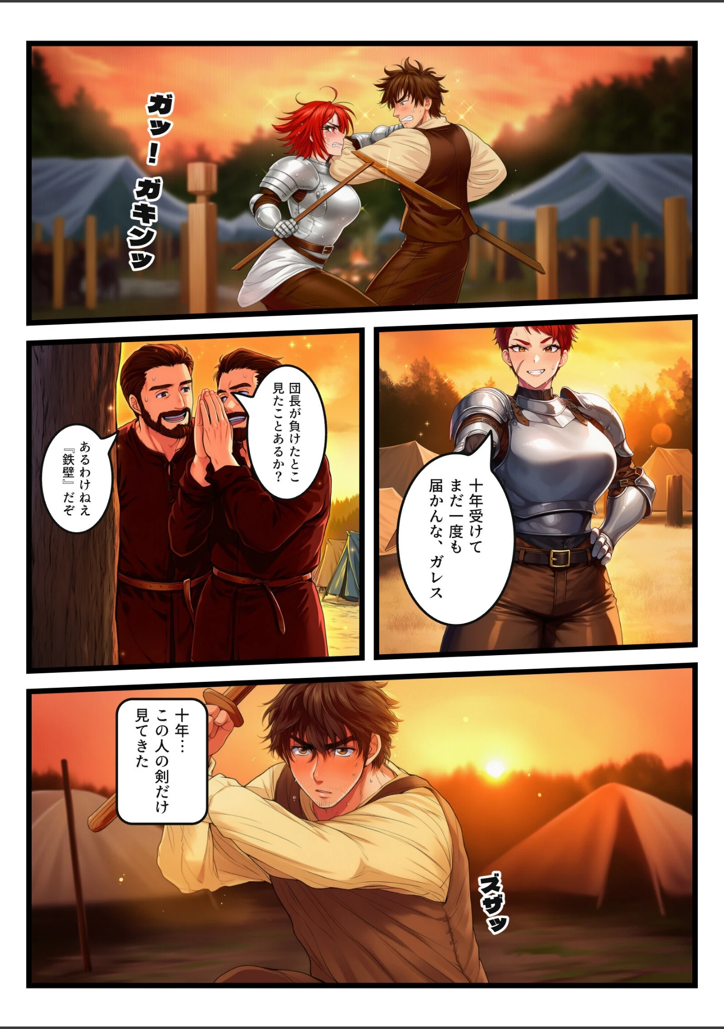 「無敗の腹筋女騎士団長が、万年従士の俺に初めて一本取られた夜、天幕で「参った」を言うまで中出しされる【モザイク版】」（八重樫つばめ） 試し読み 5ページ目